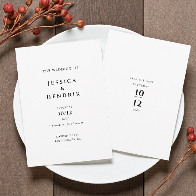 Modern Minimalist Elegant Black White Wedding Invitation (Creator Uploaded)