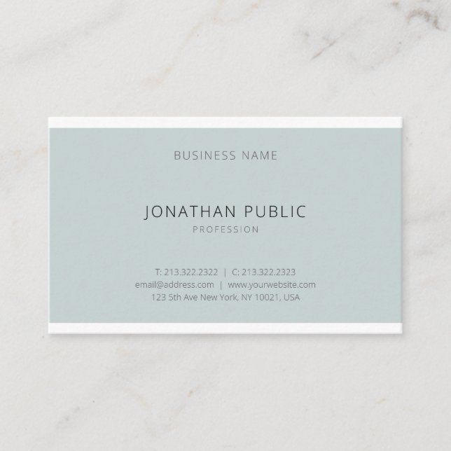 Modern Minimalist Elegant Blue Green Simple Trendy Business Card (Front)