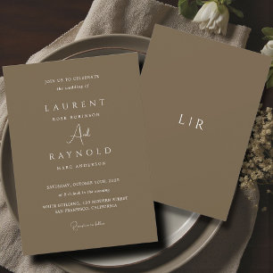 Modern Minimalist Elegant Brown Wedding Invitation