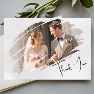 Modern Minimalist Elegant Brush Stroke Thank You Invitation