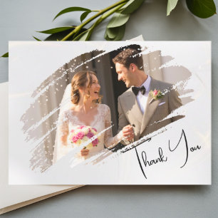 Modern Minimalist Elegant Brush Stroke Thank You Invitation