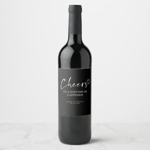 Modern Minimalist Elegant Cheers Wedding Wine Label