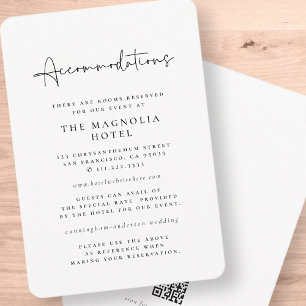 Modern Minimalist Elegant Chic Accommodation Enclosure Card