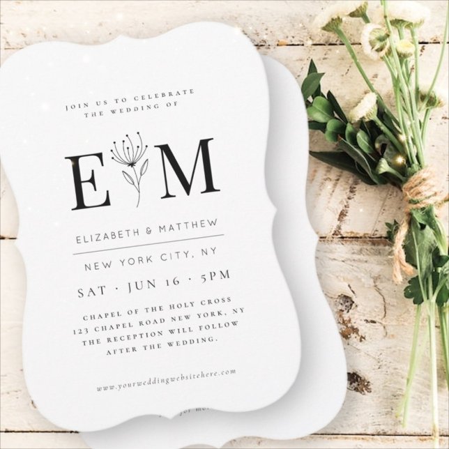 Modern Minimalist Elegant Chic Foliage Wedding Invitation (Creator Uploaded)