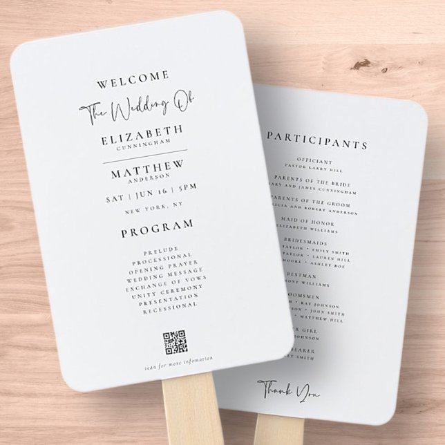 Modern Minimalist Elegant Chic Simple Wedding Prog Hand Fan (Creator Uploaded)