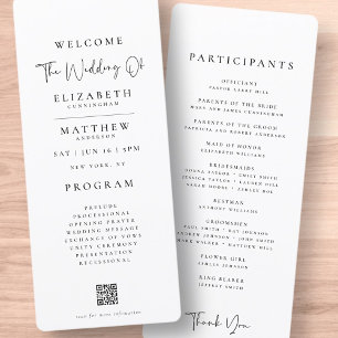 Modern Minimalist Elegant Chic Simple Wedding Programme