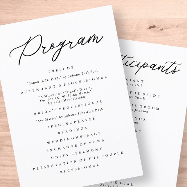 Modern Minimalist Elegant Chic Simple Wedding Programme (Creator Uploaded)