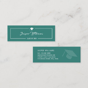 Modern Minimalist Elegant Chic Teal Graduation Calling Card