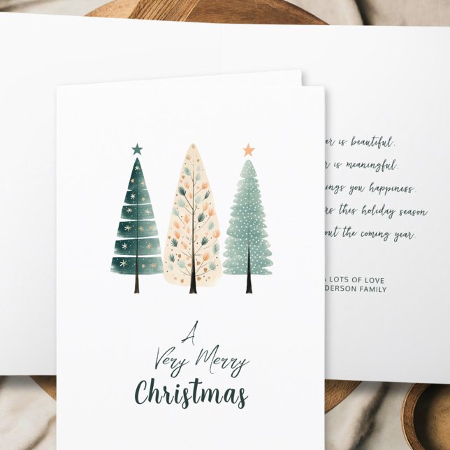Modern Minimalist Elegant Christmas Pine Trees Holiday Card (Creator Uploaded)