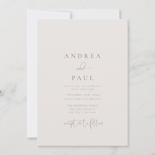 Modern Minimalist Elegant Classic Photo Wedding Invitation (Front)