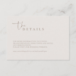 Modern Minimalist Elegant Classic Wedding Details Enclosure Card