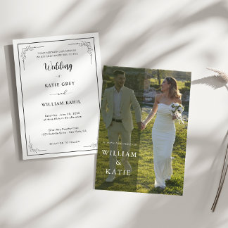 Modern Minimalist Elegant Clean Photo Wedding  Invitation
