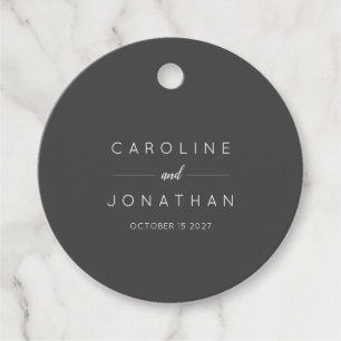Modern Minimalist Elegant Custom Wedding Black Favour Tags