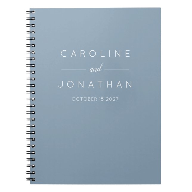Modern Minimalist Elegant Custom Wedding Blue Notebook (Front)