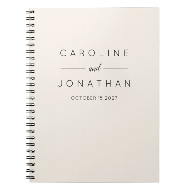 Modern Minimalist Elegant Custom Wedding Cream Notebook (Front)