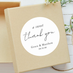 Modern Minimalist Elegant Custom Wedding Thank You Classic Round Sticker