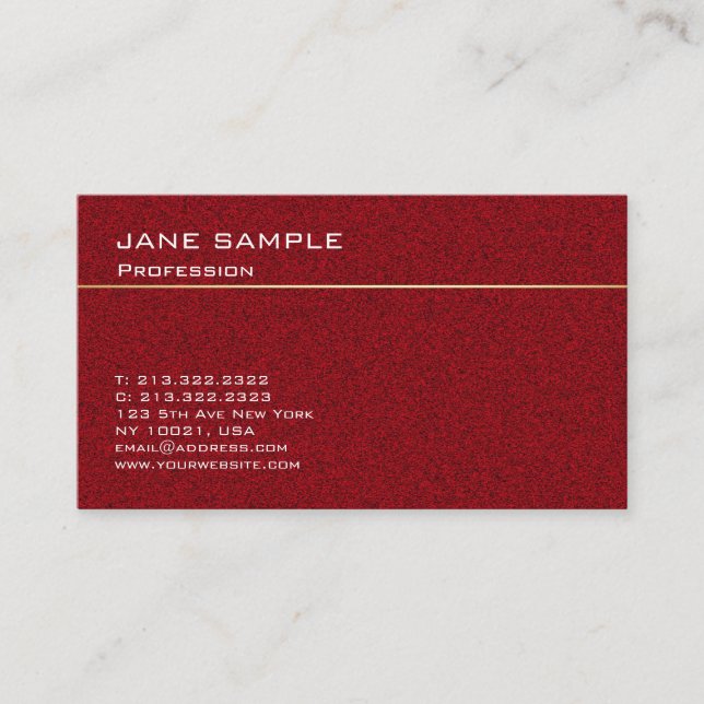 Modern Minimalist Elegant Dark Red Colour Template Business Card (Front)
