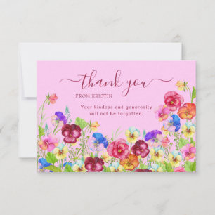 Modern Minimalist Elegant Floral Simple Message Thank You Card