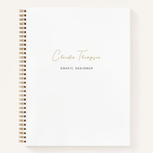 Modern Minimalist & Elegant Gold Script Monogram Notebook