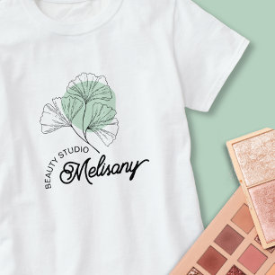 Modern Minimalist Elegant Green Floral Line Art T-Shirt