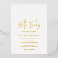 Modern Minimalist Elegant Hello Baby Shower Gold