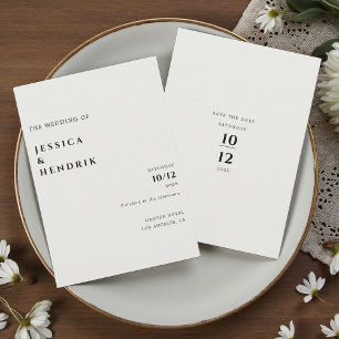 Modern Minimalist Elegant Ivory Wedding Invitation