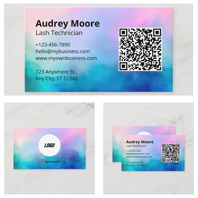 Modern Minimalist Elegant Logo QR Code Eyelash Business Card (Modern Minimalist Elegant Logo QR Code Eyelash Business Card
)