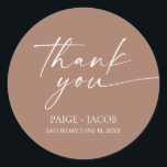 Modern Minimalist Elegant Mocha Mousse Wedding Classic Round Sticker<br><div class="desc">These are Modern Minimalist Elegant Mocha Mousse Wedding Party Favour Stickers!</div>