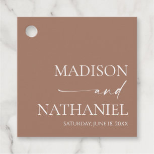 Modern Minimalist Elegant Mocha Mousse Wedding Favour Tags