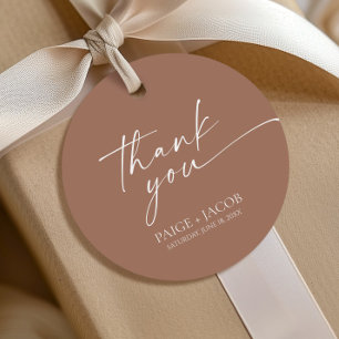 Modern Minimalist Elegant Mocha Mousse Wedding Favour Tags