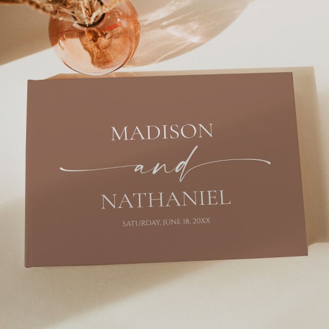 Modern Minimalist Elegant Mocha Mousse Wedding Guest Book (Creator Uploaded)