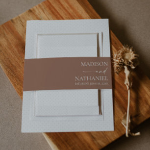 Modern Minimalist Elegant Mocha Mousse Wedding Invitation Belly Band