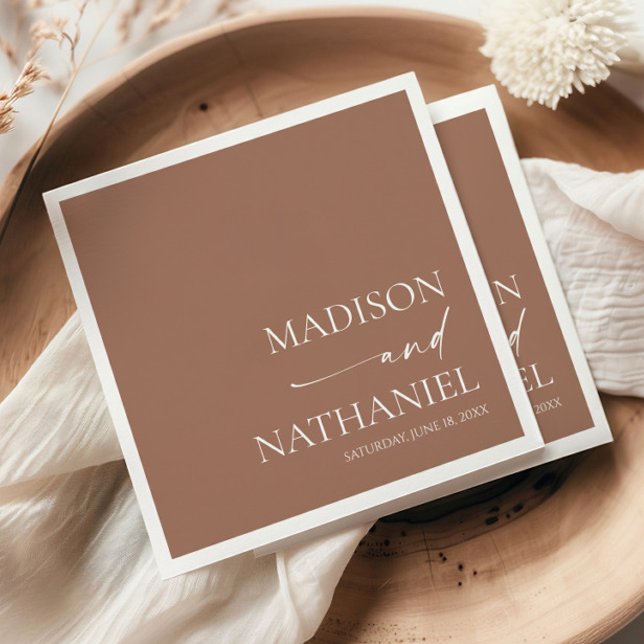Modern Minimalist Elegant Mocha Mousse Wedding Napkin (Creator Uploaded)