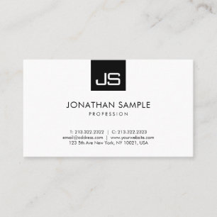 Modern Minimalist Elegant Monogram Black And White Business Card