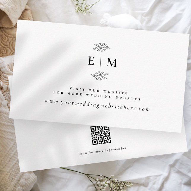 Modern Minimalist Elegant Monogram Wedding Website Enclosure Card (Creator Uploaded)
