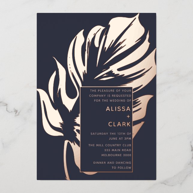 Modern Minimalist Elegant Monstera Leaf Wedding (Front)