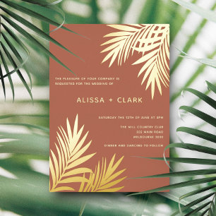 Modern Minimalist Elegant Palm Fronds Wedding Foil