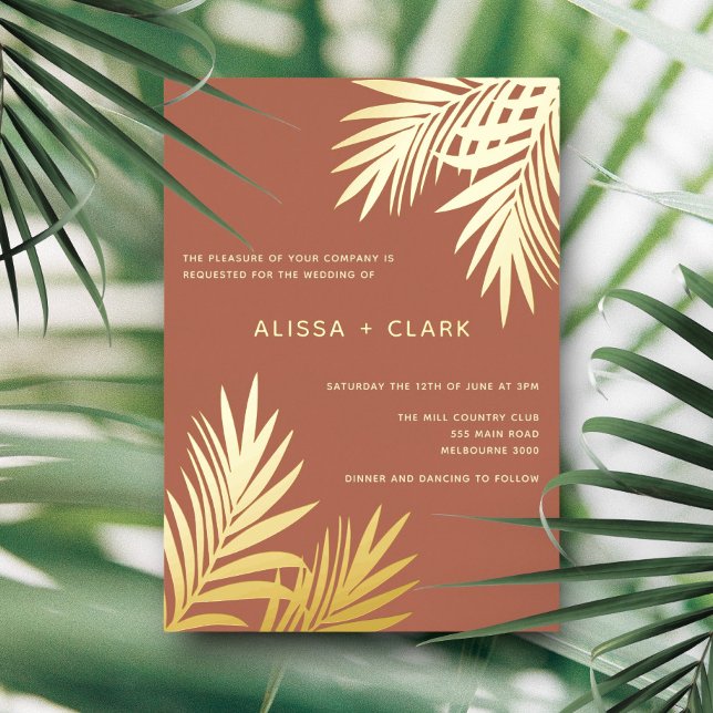 Modern Minimalist Elegant Palm Fronds Wedding Foil (Creator Uploaded)