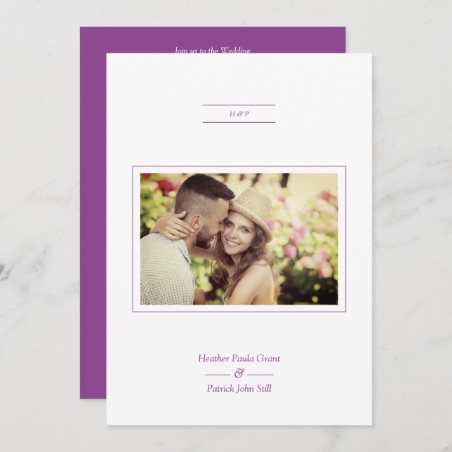 Modern Minimalist Elegant Photo Script Wedding  Invitation (Front/Back)