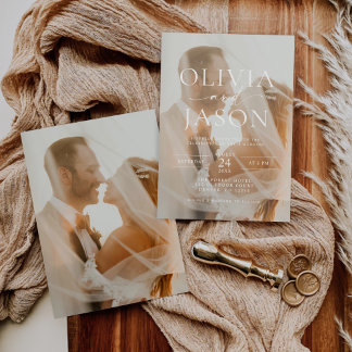 Modern Minimalist Elegant Photo Wedding Invitation