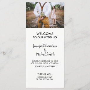 Modern minimalist elegant photo wedding program programme