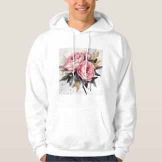 Modern minimalist elegant Pink Rose Design Hoodie