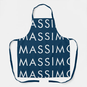 Modern Minimalist Elegant Plain Prussian Blue Name Apron