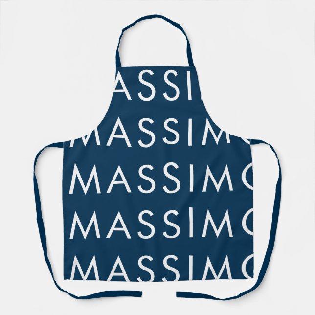 Modern Minimalist Elegant Plain Prussian Blue Name Apron (Front)