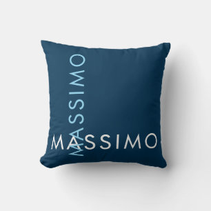 Modern Minimalist Elegant Plain Prussian Blue Name Cushion