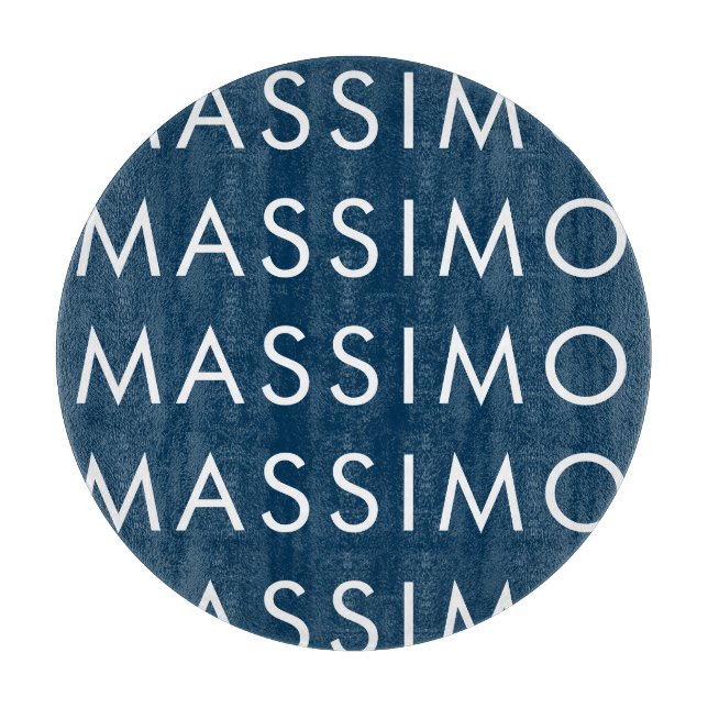 Modern Minimalist Elegant Plain Prussian Blue Name Cutting Board (Front)