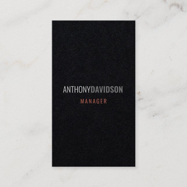 Modern Minimalist Elegant Professional Black Business Card (Front)