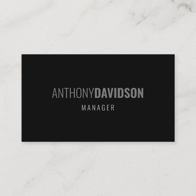 Modern Minimalist Elegant Professional Black Business Card (Front)