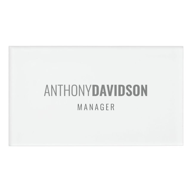 Modern Minimalist Elegant Professional Name Tag (Front)
