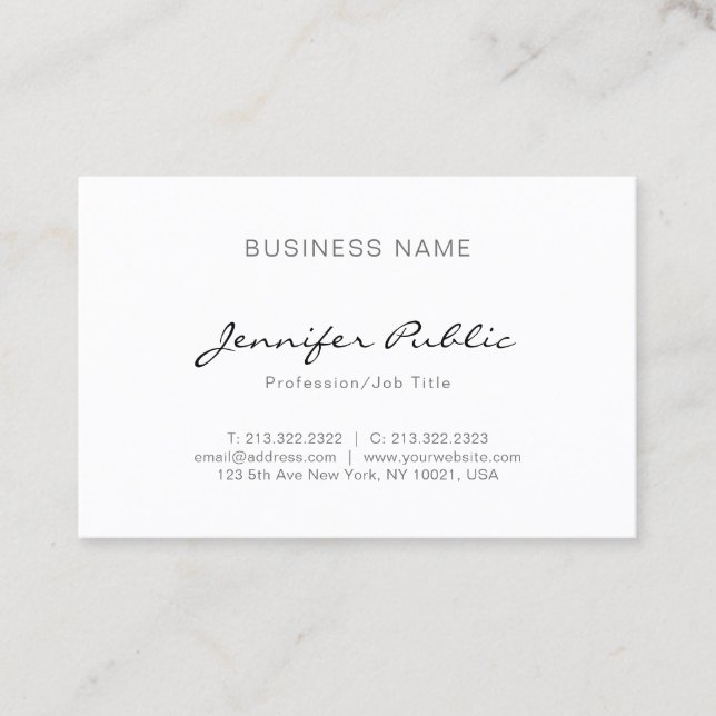 Modern Minimalist Elegant Professional Sleek Plain Business Card (Front)